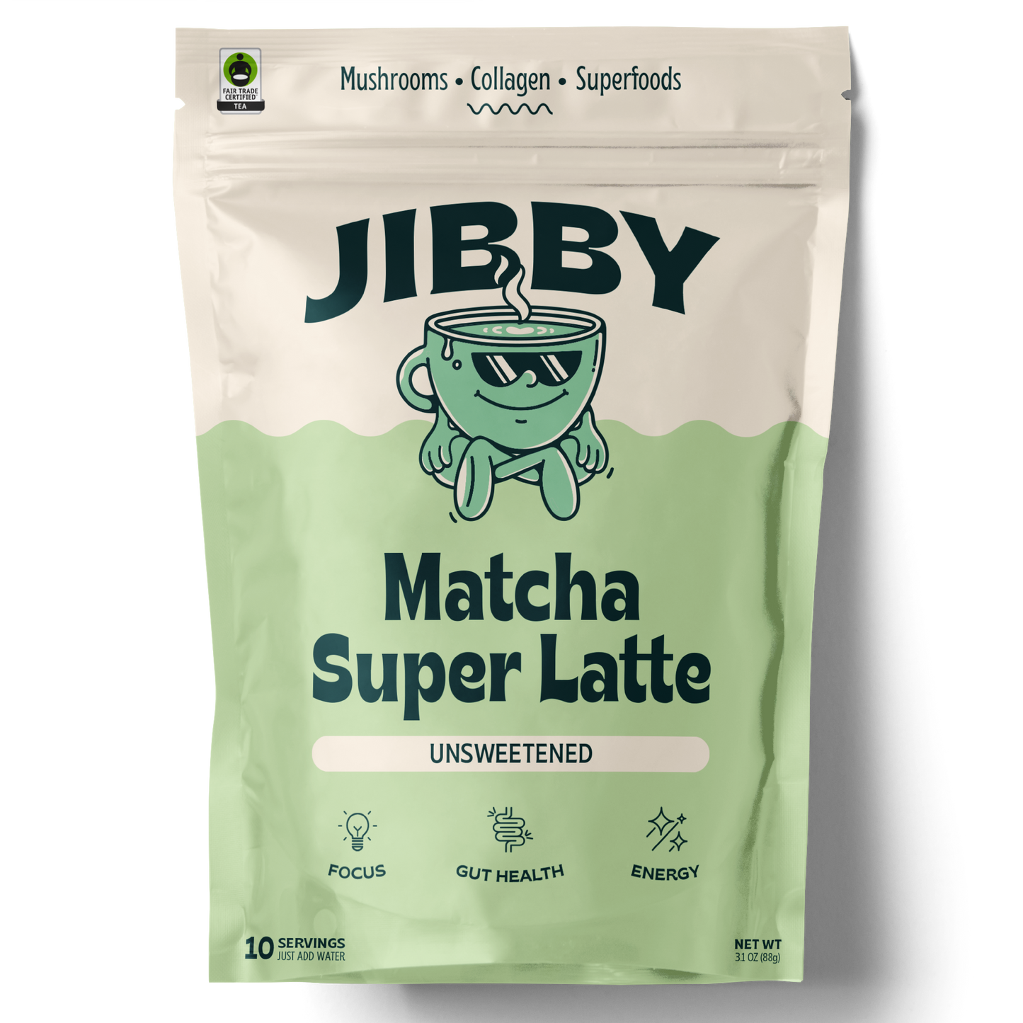 Jibby Matcha Super Latte - Collagen, Mushrooms, Superfoods
