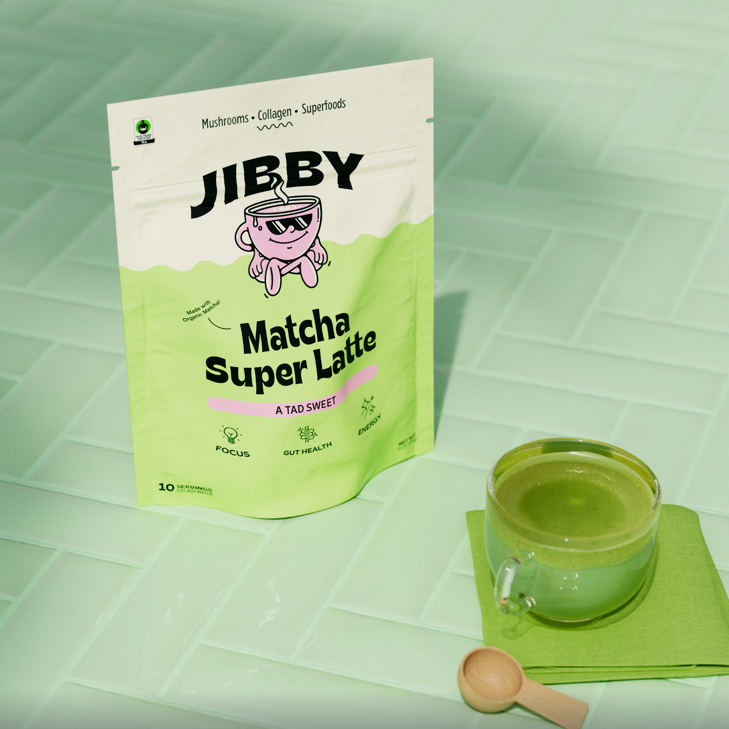 Jibby Matcha Super Latte - Collagen, Mushrooms, Superfoods