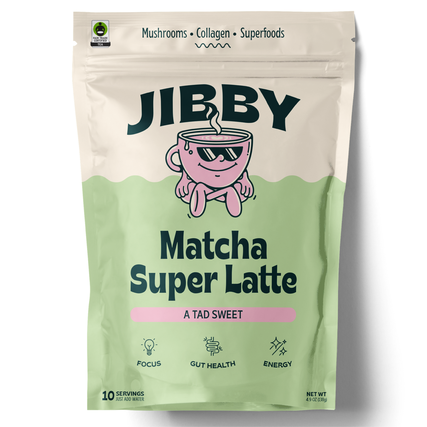 Jibby Matcha Super Latte - Collagen, Mushrooms, Superfoods